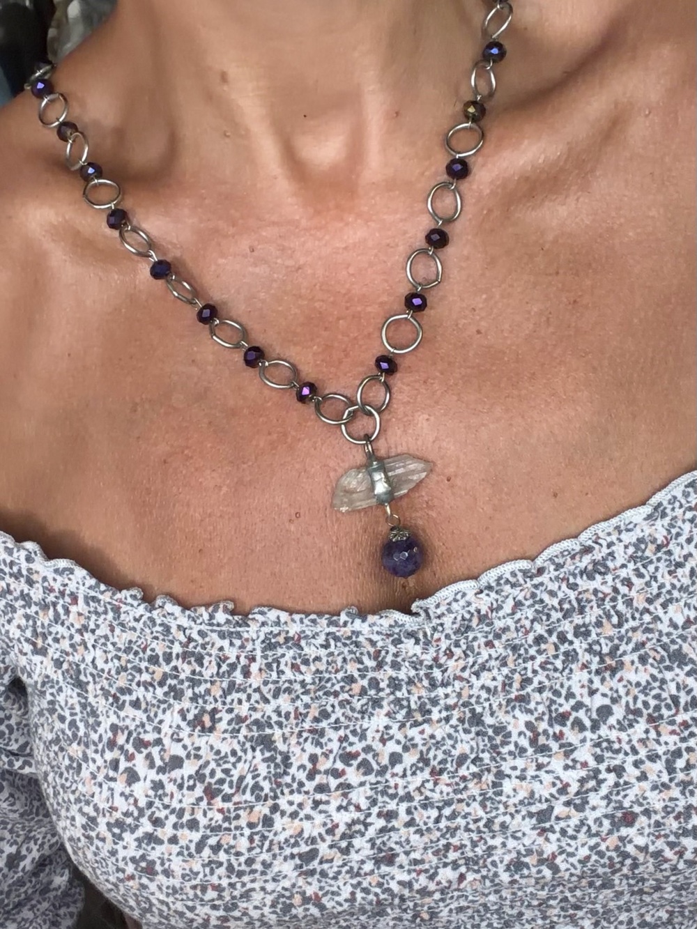 Handcrafted Silver Chain Necklace Amethyst